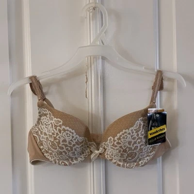 Lace Wonder bra Full Of Wonder 34A Beige Color Adjustable Straps Hook Closure - Image 1 of 4