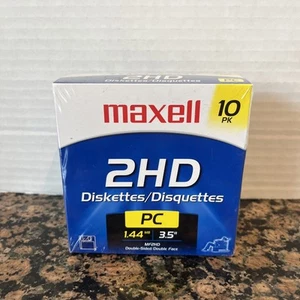 NEW Sealed Maxell MF2HD 3.5" Floppy Disks Diskettes 1.44 MB PC 10 pack - Afbeelding 1 van 2