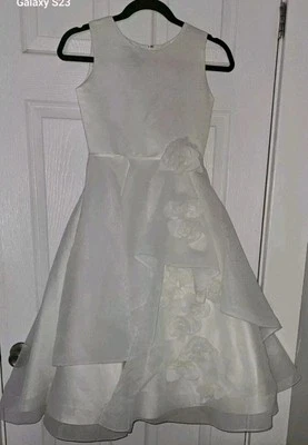 Vestido Joan Calabrese Crema Satén Capa Superposición Flor Niña/Comunión Niña Talla 8 Foto 1 de 4