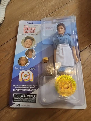 Figura de acción clásica del programa de televisión Mego 2018 Alice Ann B. Davis The Brady Bunch 8" Foto 1 de 2