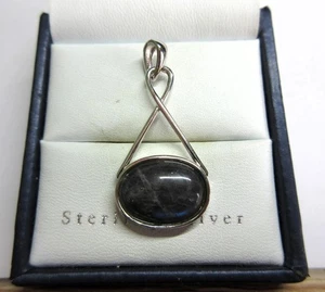 STERLING SILVER & LABRADORITE SET Drop PENDANT - Picture 1 of 4
