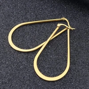 Pendientes de aro largo de 1,5" de oro o plata de moda para mujer 1-107 - Imagen 1 de 6