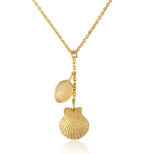Ocean Seashell Charm Stone Pendent Gold Plated Drop Opal Elegant Chain Necklace - Picture 1 of 5