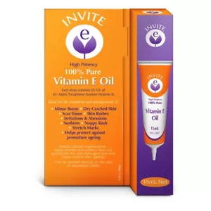 Invite E 100% Pure Vitamin E Oil 15ml scars burns stretch marks - Picture 1 of 1