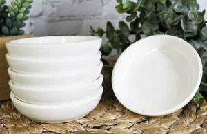 White Porcelain Contemporary Condiments Soy Sauce Dipping Plate or Dish Set of 6 - Picture 1 of 9