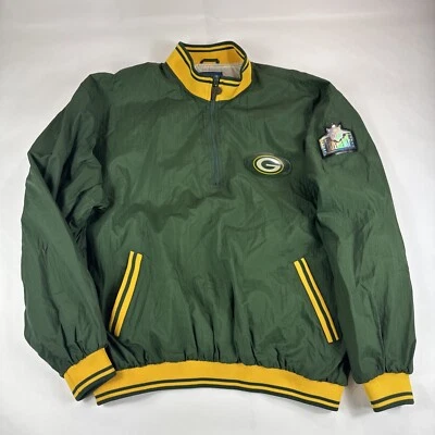 Pro Player Green Bay Packers 1/4 Zip Pullover Mens L Football Jacket NFL Y2K 90s - Image 1 of 4