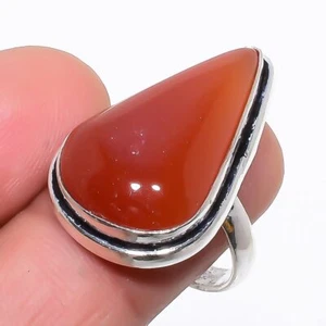Natural Carnelian Ethnic Spinner Gemstone 925 Sterling Silver Ring Size 8 w382 - Picture 1 of 6