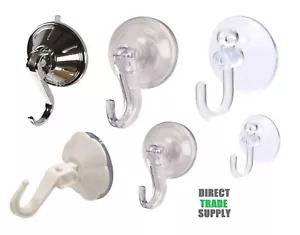Suction Cup Hook 25mm 37mm 45mm 50mm 55mm Window Clear Chrome White Plastic - Picture 1 of 25