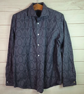 Men's Robert Graham Shirt Black Gray Geometric Print Sz M/L - Picture 1 of 11