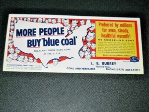 Vtg Advertising Ink Blotter L.E. Burrey General Store Blue Coal & Fertilizer  - Picture 1 of 4