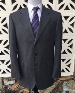 CARUSO Men's Sports Coat Gray Wool Cashmere Blend Gray Three Button Italy 42 L