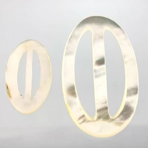 Carved MOP Mother-Of-Pearl Garment Button 1.75in Set Of 2 Oval Pattern 309B - Picture 1 of 7