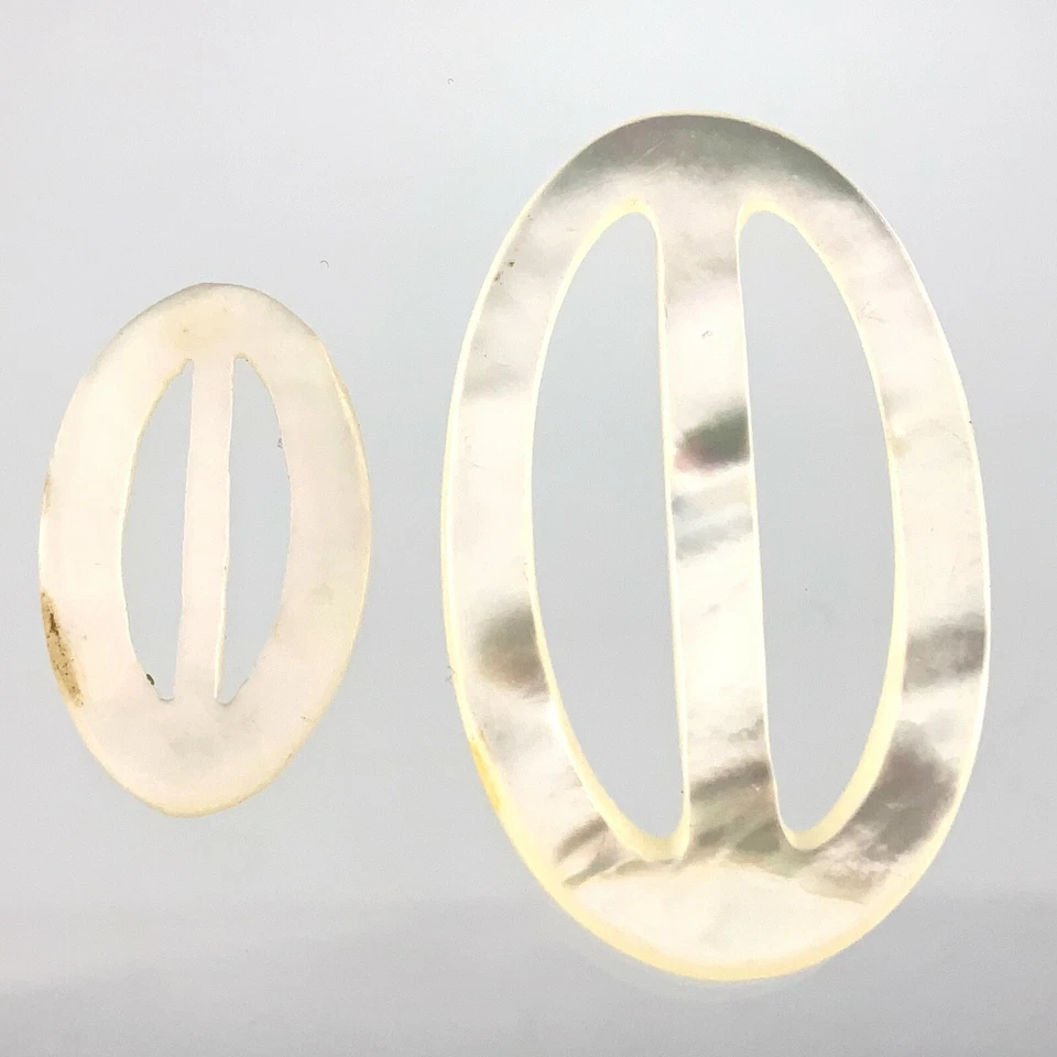 Carved MOP Mother-Of-Pearl Garment Button 1.75in Set Of 2 Oval Pattern 309B - Image 1 of 4