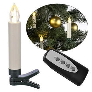 10 kabellose LED Weihnachtskerzen Christbaumkerzen Lichterkette + Fernbedienung - Bild 1 von 2