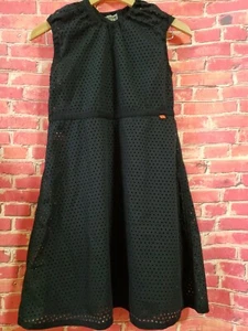 Junko koshino vintage 80's Girl's Eyelet Black Dress Sleeveless Size 150 US 11 - Picture 1 of 10