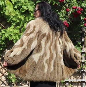 Pelzmantel Grünstein Blaufuchs Fell Pelz Couture Jacke Bicolor Muster Grün Rar - Bild 1 von 9