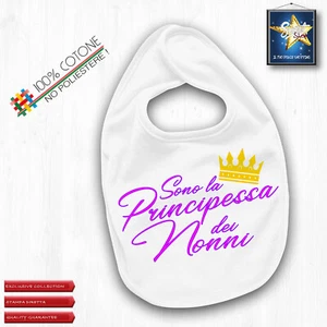 Bavaglino bimba bebè principessa dei nonni festa IDEA REGALO alta qualità fun - Picture 1 of 2