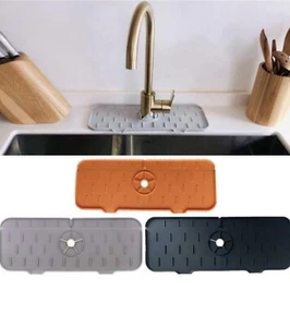 Alfombrilla de silicona para grifo fregadero de cocina protector contra salpicaduras fregadero de baño almohadilla de drenaje negra - Imagen 1 de 6