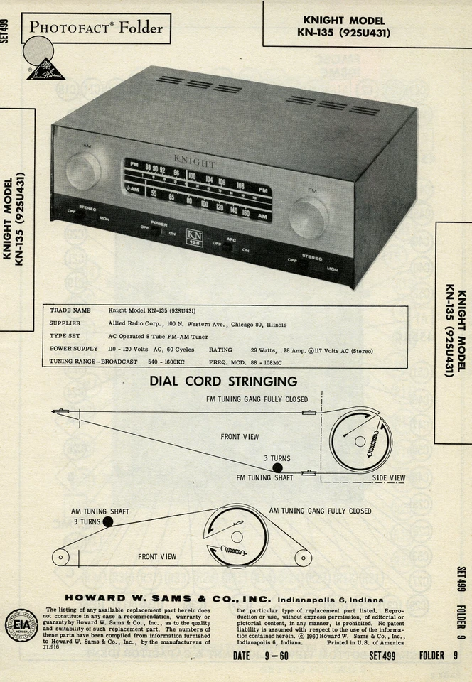 Carpeta de colección Sam's fotofacto/esquemática caballero modelo #KN-135 (92SU431) SFF22 Foto 1 de 1