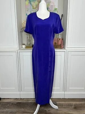 Vestido de seda morado colección Patrick años 80 abertura frontal talla 8 escote princesa Foto 1 de 4