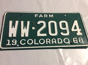 Placa de licencia Colorado Farm 1968 - Imagen 1 de 3