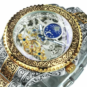 Forsining Skeleton Carved Tourbillon Mechanical Watches Luxury Men's Wristwatch - Picture 1 of 14