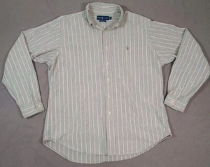 Camisa Ralph Lauren Para Hombre Grande Abotonada Verde Blanco Rojo Rayas Calce Clásico - Imagen 1 de 6