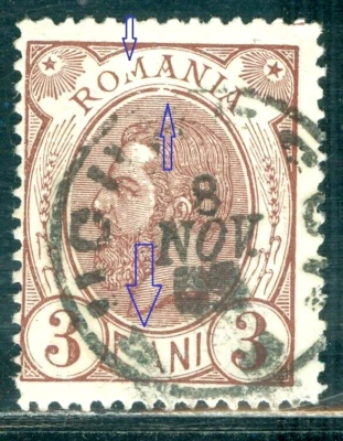 King Carol 1893, SPIC de Grau, marca de agua "PR" yegua, Rumania, 101 años, variedad/error, VFU/3 Foto 1 de 2