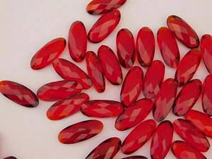 6 Pcs Of Hydro Garnet Quartz Front To Back Drilled Oval Briolette Beads 24x11MM - Picture 1 of 8