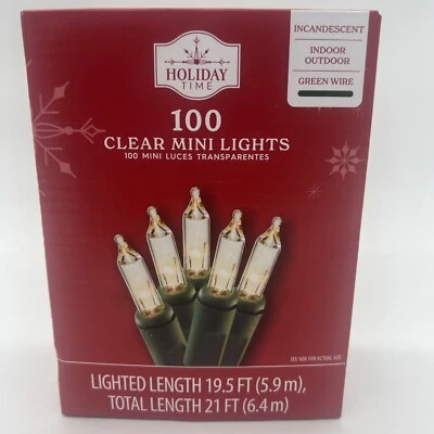 Holiday Time 100 Mini Clear Lights Incandescent Indoor/Outdoor 19.5ft Free S&H - Image 1 of 2