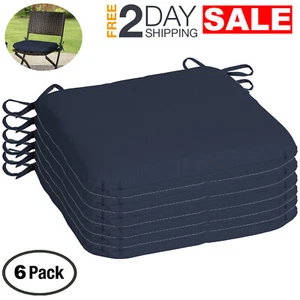 Navy Blue Outdoor Seat Cushions 15.5 x 17 Set Of 6 For Patio Chairs Furniture - Picture 1 of 9