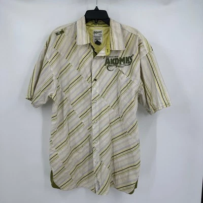 Camisa Akdmiks Para Hombres Con Botones Talla XL Hip-Hop Y2K Rayas Bordado Logo Foto 1 de 4