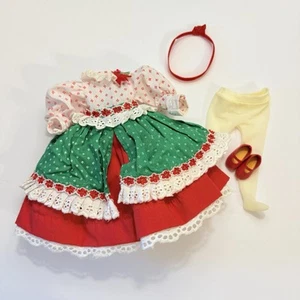 VTG Christmas Doll Dress For 12” Petite Dolls Crinoline Shoes Tights Outfit - Picture 1 of 18