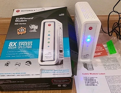 Motorola ARRIS SB6141 SURFboard DOCSIS 3.0 Cable Modem + Power Supply & Guide - Image 1 of 4
