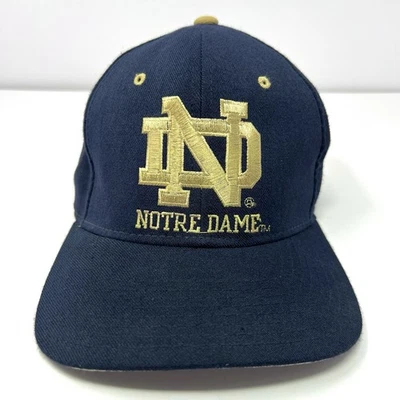 Boné vintage Notre Dame Starter Hat Starfit 7-7 3/4” mistura de lã azul marinho - Imagem 1 de 4