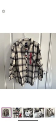 Camisa feminina xadrez 100% algodão flanela Gap nova com etiquetas, tamanho XL. MSRP 69,95 - Imagem 1 de 4