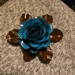 Rosa blu in metallo 3" - Foto 1 di 4