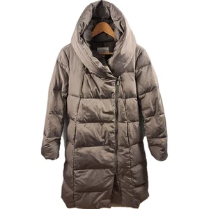 Cole Haan Daunen Puffer Mantel M braun gesteppt Maxi Signature Kapuze durchgehender Reißverschluss - Bild 1 von 14