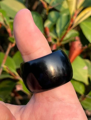 ANILLO GENERAL CERTIFICADO 25g 100% NATURAL XIN JIANG HOTAN JADE NEGRO TALLADO A MANO Foto 1 de 4