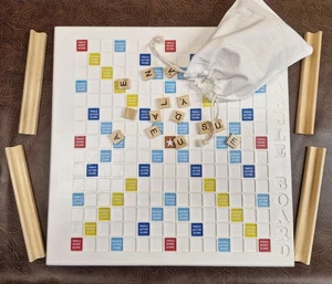 Handmade Wooden Scrabble Board Game In White Gift Xmas - Picture 1 of 6