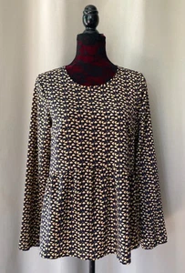 HIDDEN ALLEY Top Navy Blue Yellow Flowers Peplum Blouse Long Sleeve Women's S - Picture 1 of 4