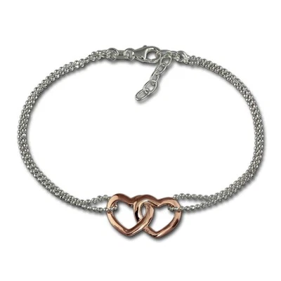 Silberdream Bracciale 18Cm Rosa Cuore Doppio Donna Argento SDA2158T - Immagine 1 di 4