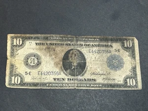 1914 $10 Federal Reserve LARGE Note US Bill LOW Shipping!!! - Picture 1 of 2
