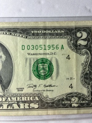 Birthday note $2 Bill 03/05/1956  Serial Number D 03051956 A March 5 1956 - Image 1 of 4