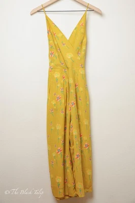 Women's Floral Jumpsuit A New Day M Yellow Cut Wide Leg Sleeveless Romper Floral - Image 1 of 4