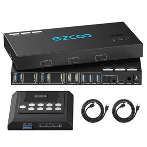 UVP 199£! 4K@60Hz HDMI KVM Switch USB 3.0 2 Monitore 2 Computer EDID Emulatoren - Bild 1 von 9