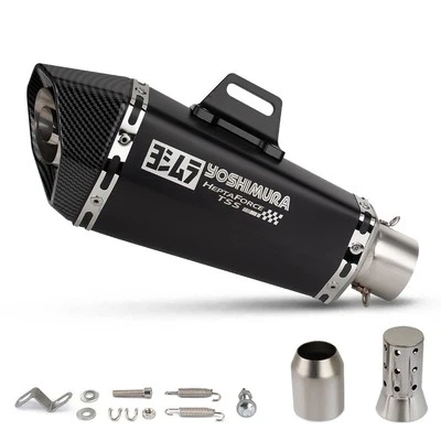 Motorcycle exhaust cone Yoshimura 51MM hexagon universal muffler black - Image 1 of 4