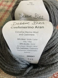 BN:Debbie Bliss cashmerino Aran yarn g 50g x 2 colour 300041 Grey/Green - Picture 1 of 4