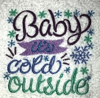 Toalla de mano de baño bordada Navidad bebé hace frío fuera copos de nieve Foto 1 de 3