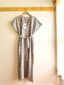 CRISTASEYA París Hecho en Francia Algodón Cuadros Túnica Caftán Vestido con Cinturón NUEVO NUEVO CON ETIQUETAS - Imagen 1 de 13